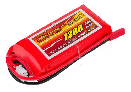 DLC-2S1300D-JST Dinogy Li-Pol 1300mAh 7.4V 2S 30C 17x35x73мм JST